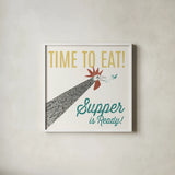 Retro Food Rooster by Wild Apple Portfolio. Shown in a crisp white glass frame for a clean and minimalist style. Available as an archival giclee rolled canvas, fine art paper, or poster print. SKU 92166a.