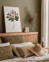 Rhododendron Bright by Wild Apple Portfolio. shown as a paper print in a natural frame. Available as a archival giclee rolled canvas, fine art paper, or poster print. SKU 45387h.