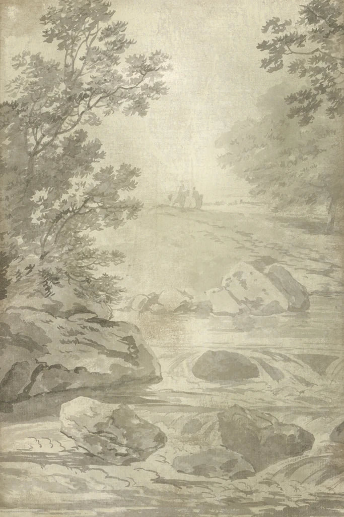 River With Angler I Aged by Wild Apple Portfolio