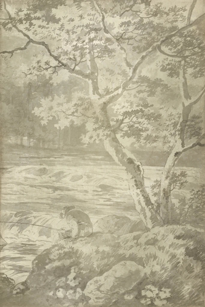 River With Angler II Aged by Wild Apple Portfolio