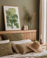 Riviera Palms I by Wild Apple Portfolio. shown as a paper print in a natural frame. Available as a archival giclee rolled canvas, fine art paper, or poster print. SKU 9919h.