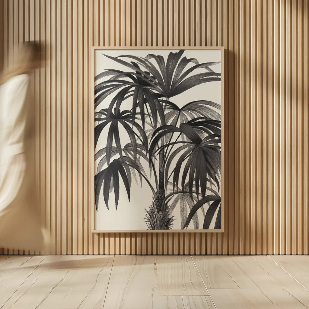 Riviera Palms II BW by Wild Apple Portfolio. shown as over sized large wall art. Available as an archival giclee rolled canvas, fine art paper, or poster print. SKU 75167h.