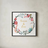 Romantic Floral I by Wild Apple Portfolio. Shown in a sleek black glass frame for a contemporary gallery look. Available as an archival giclee rolled canvas, fine art paper, or poster print. SKU 30130a.