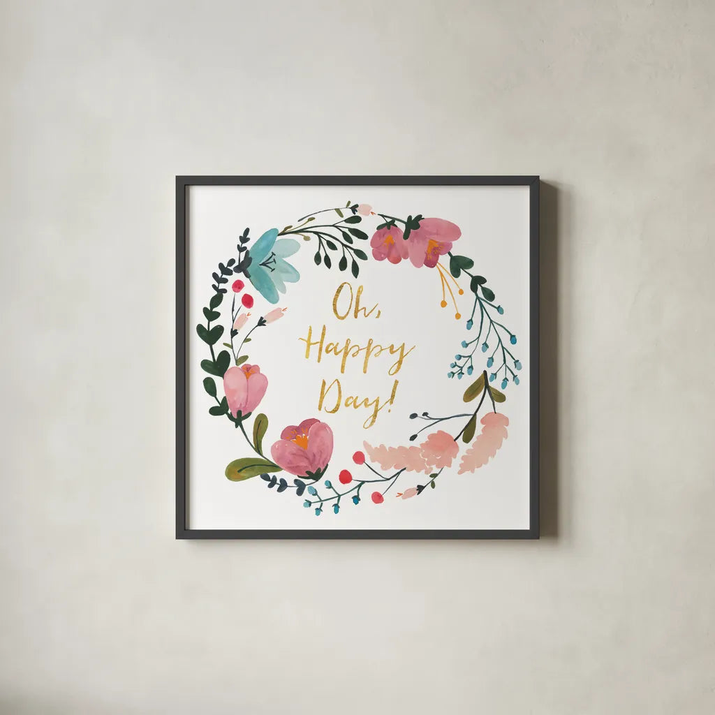 Romantic Floral II by Wild Apple Portfolio. Shown in a sleek black glass frame for a contemporary gallery look. Available as an archival giclee rolled canvas, fine art paper, or poster print. SKU 30131a.