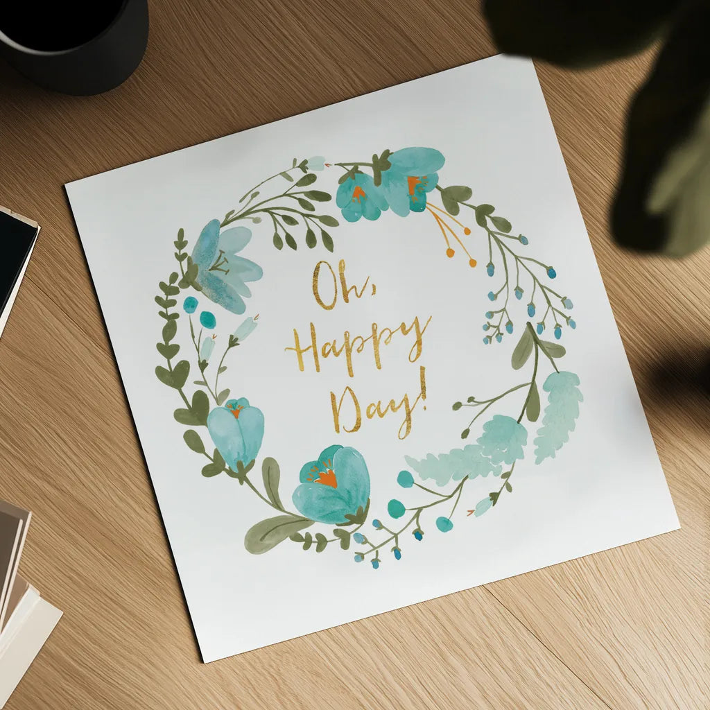 Romantic Floral II Blue by Wild Apple Portfolio. Shown as a detailed flat fine art print, highlighting archival giclee quality. Available as an archival giclee rolled canvas, fine art paper, or poster print. SKU 57583a.