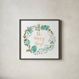 Romantic Floral II Blue by Wild Apple Portfolio. Shown in a sleek black glass frame for a contemporary gallery look. Available as an archival giclee rolled canvas, fine art paper, or poster print. SKU 57583a.
