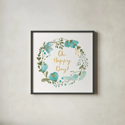 Romantic Floral II Blue by Wild Apple Portfolio. Shown in a sleek black glass frame for a contemporary gallery look. Available as an archival giclee rolled canvas, fine art paper, or poster print. SKU 57583a.