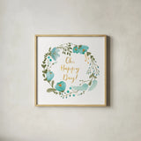 Romantic Floral II Blue by Wild Apple Portfolio. Shown in a natural wood glass frame for a timeless modern aesthetic. Available as an archival giclee rolled canvas, fine art paper, or poster print. SKU 57583a.