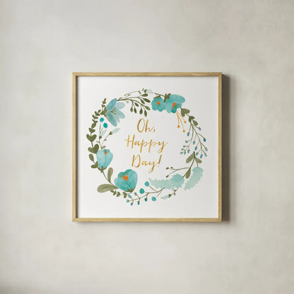 Romantic Floral II Blue by Wild Apple Portfolio. Shown in a natural wood glass frame for a timeless modern aesthetic. Available as an archival giclee rolled canvas, fine art paper, or poster print. SKU 57583a.