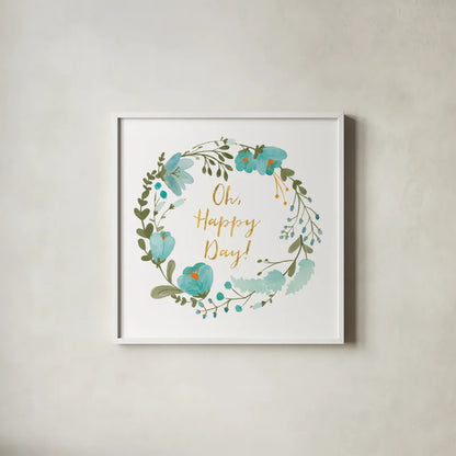 Romantic Floral II Blue by Wild Apple Portfolio. Shown in a crisp white glass frame for a clean and minimalist style. Available as an archival giclee rolled canvas, fine art paper, or poster print. SKU 57583a.