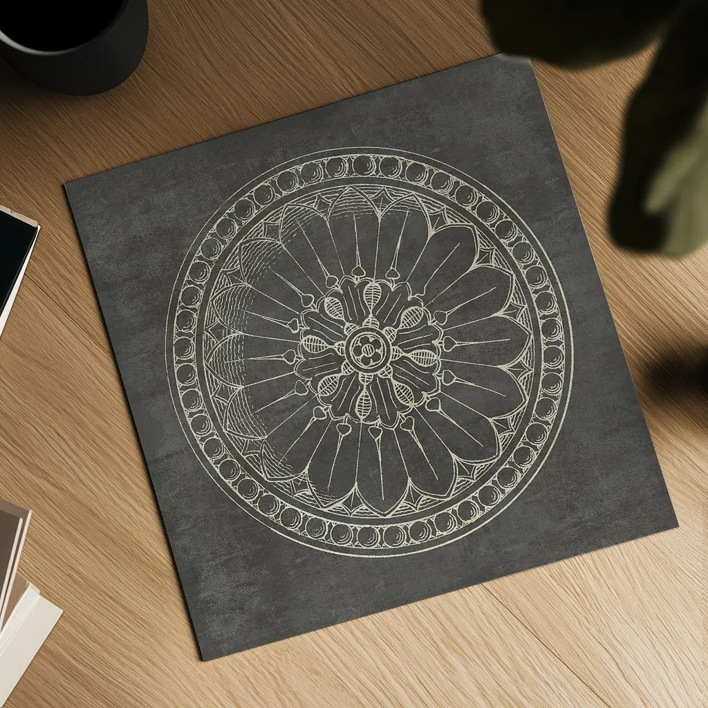 Rosette I Gray by Wild Apple Portfolio. Shown as a detailed flat fine art print, highlighting archival giclee quality. Available as an archival giclee rolled canvas, fine art paper, or poster print. SKU 21573a.