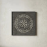 Rosette I Gray by Wild Apple Portfolio. Shown in a sleek black glass frame for a contemporary gallery look. Available as an archival giclee rolled canvas, fine art paper, or poster print. SKU 21573a.