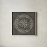 Rosette I Gray by Wild Apple Portfolio. Shown in a crisp white glass frame for a clean and minimalist style. Available as an archival giclee rolled canvas, fine art paper, or poster print. SKU 21573a.