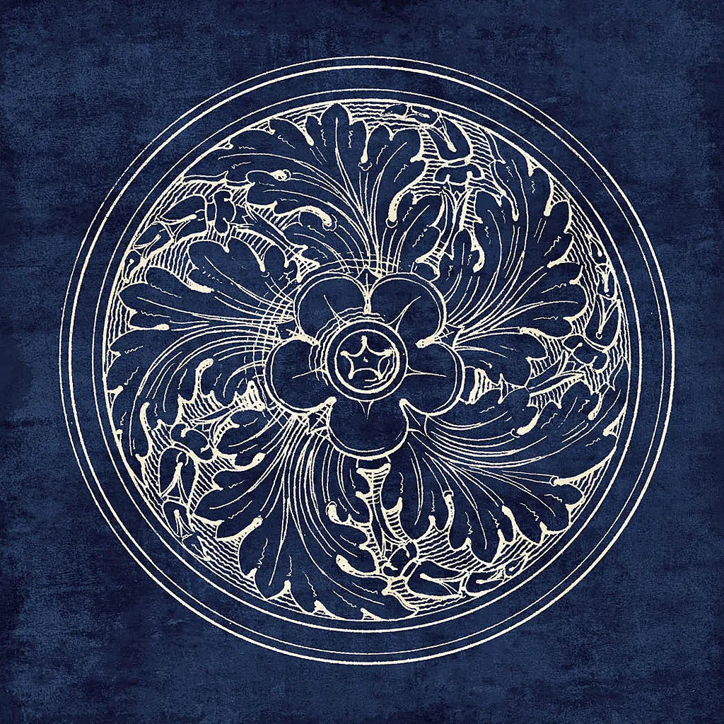 Rosette II Indigo by Wild Apple Portfolio. SKU 23697a. Archival Giclee Fine art print for wall decor.