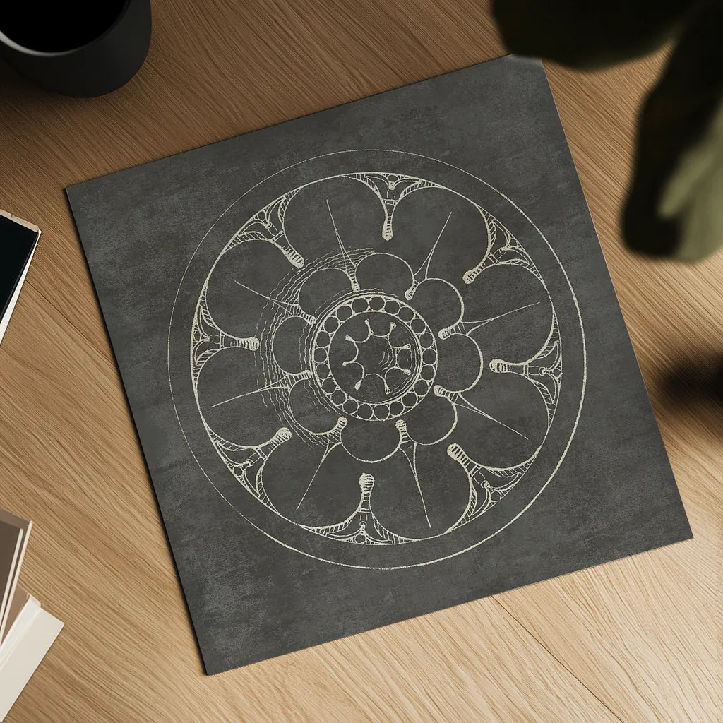 Rosette III Gray by Wild Apple Portfolio. Shown as a detailed flat fine art print, highlighting archival giclee quality. Available as an archival giclee rolled canvas, fine art paper, or poster print. SKU 21575a.