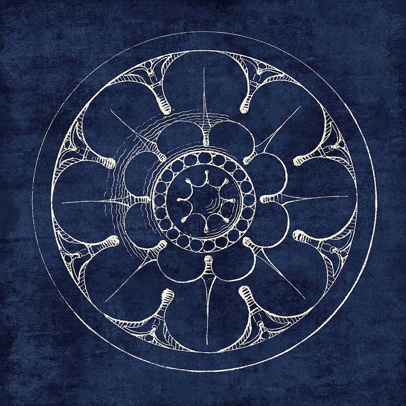 Rosette III Indigo by Wild Apple Portfolio. SKU 23698a. Archival Giclee Fine art print for wall decor.