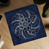 Rosette IV Indigo by Wild Apple Portfolio. Shown as a detailed flat fine art print, highlighting archival giclee quality. Available as an archival giclee rolled canvas, fine art paper, or poster print. SKU 23699a.