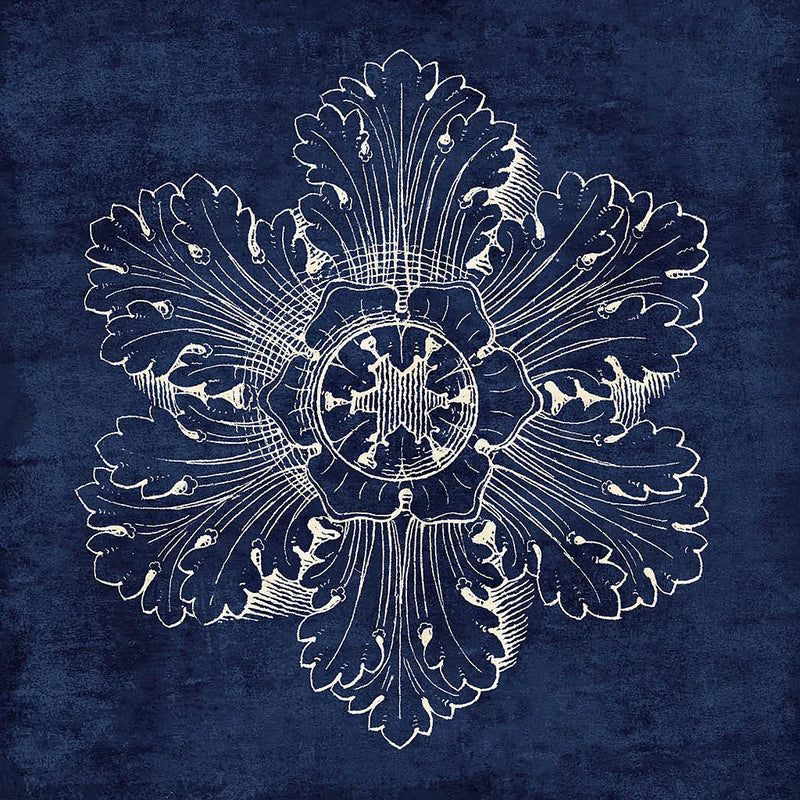 Rosette V Indigo by Wild Apple Portfolio. SKU 23700a. Archival Giclee Fine art print for wall decor.