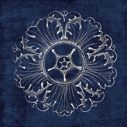Rosette VI Indigo by Wild Apple Portfolio. SKU 23701a. Archival Giclee Fine art print for wall decor.