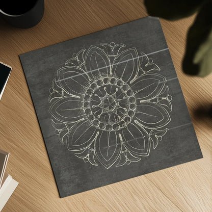 Rosette VII Gray by Wild Apple Portfolio. Shown as a detailed flat fine art print, highlighting archival giclee quality. Available as an archival giclee rolled canvas, fine art paper, or poster print. SKU 21579a.