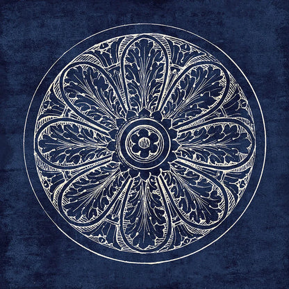 Rosette VIII Indigo by Wild Apple Portfolio. SKU 23703a. Archival Giclee Fine art print for wall decor.