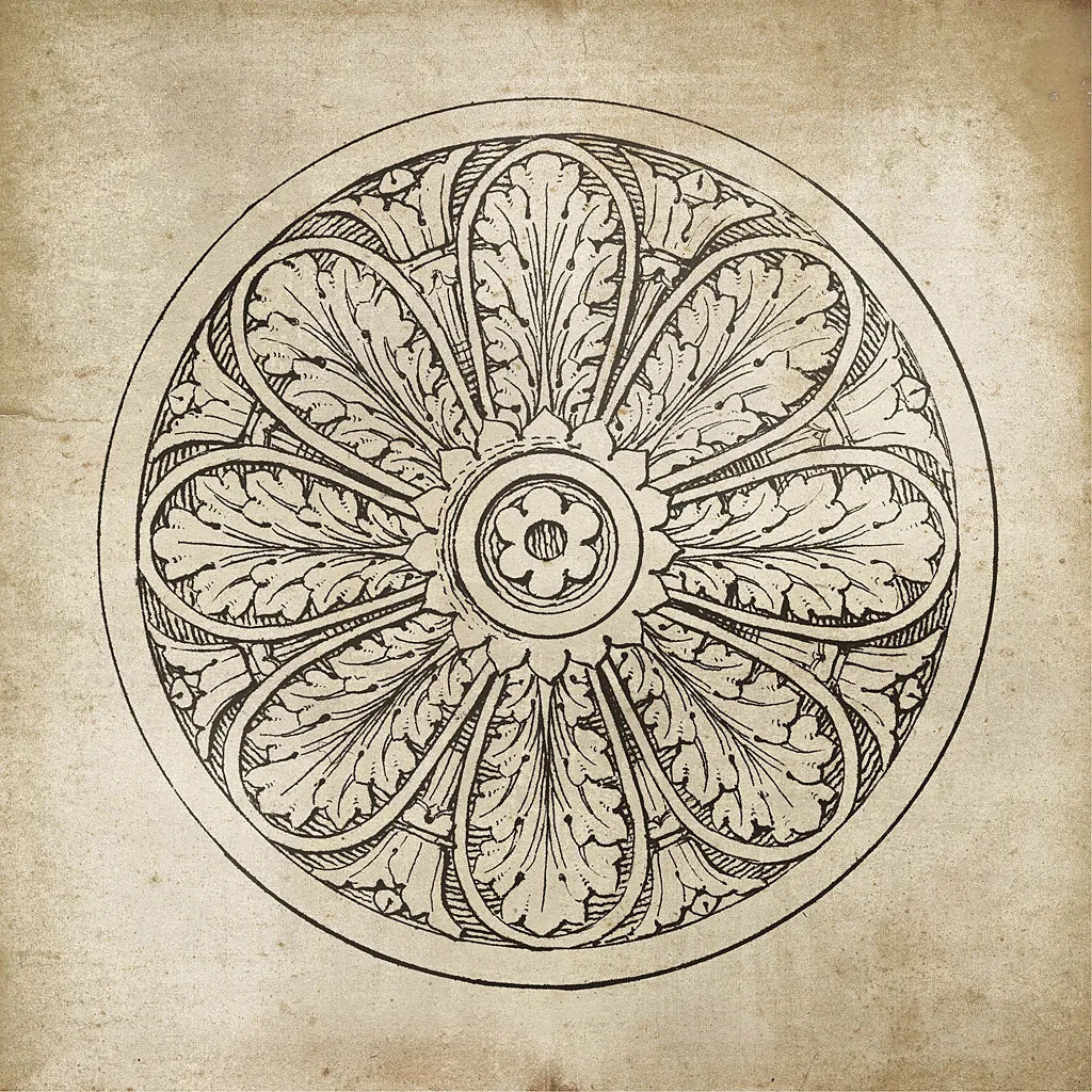 Rosette VIII Neutral by Wild Apple Portfolio. SKU 24308a. Archival Giclee Fine art print for wall decor.