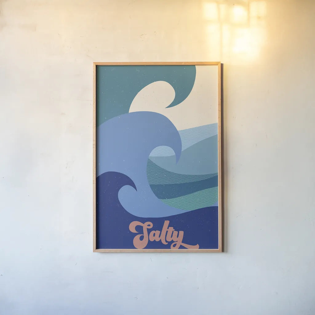 Salty by Wild Apple Portfolio. shown as a paper print in a natural frame. Available as a archival giclee rolled canvas, fine art paper, or poster print. SKU 65527h.
