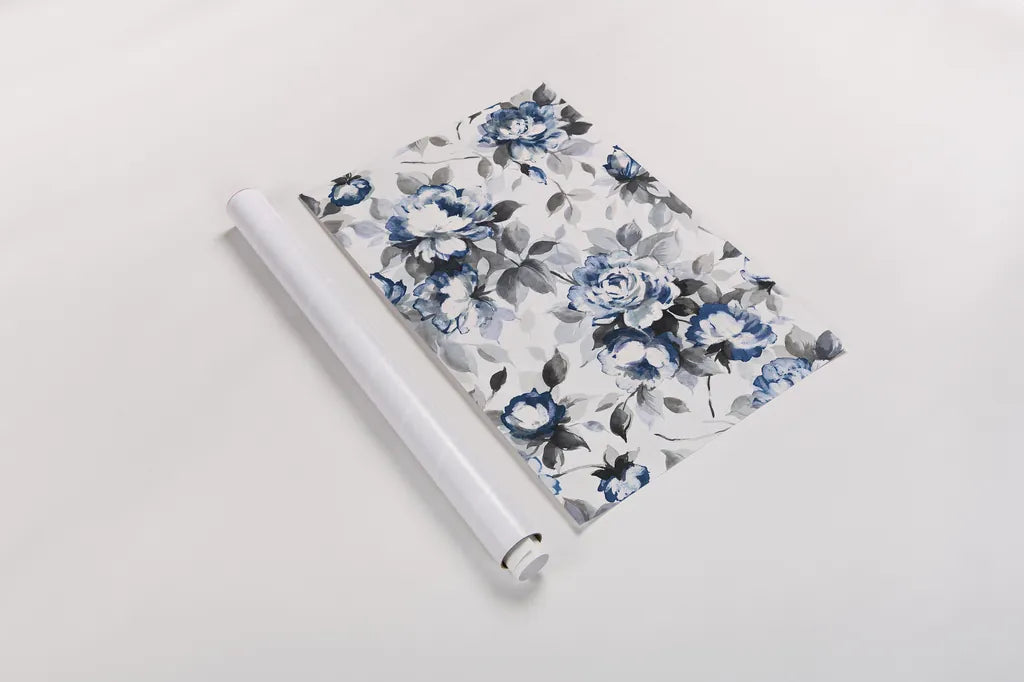 Scent of Roses Indigo by Wild Apple Portfolio. shown as a rolled paper print. Available as archival giclee rolled canvas, fine art paper, or poster print. SKU 21956i.