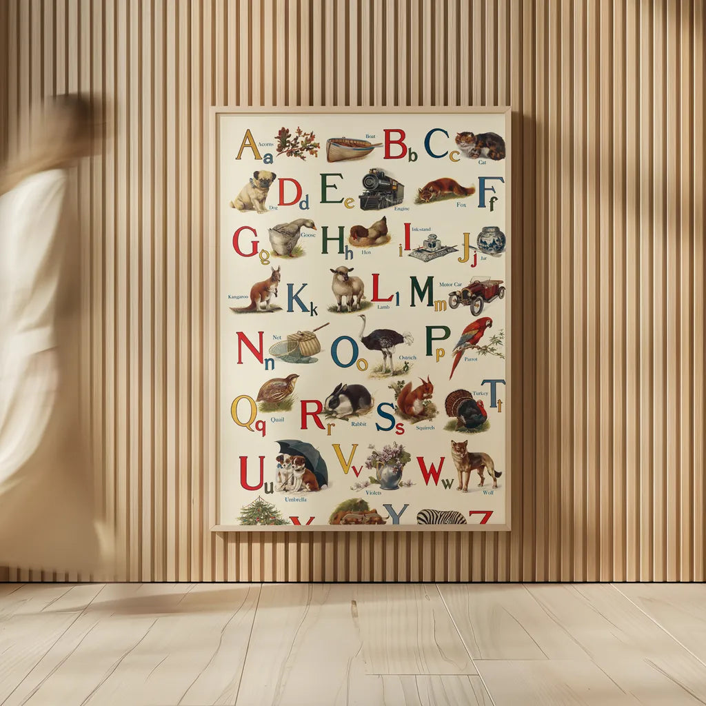 Schoolhouse Alphabet by Wild Apple Portfolio. shown as over sized large wall art. Available as an archival giclee rolled canvas, fine art paper, or poster print. SKU 71606h.