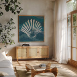 Sea Glass I by Wild Apple Portfolio. Shown in a natural wood frame in a cozy modern living room. Available as an archival giclee rolled canvas, fine art paper, or poster print. SKU 15757a.