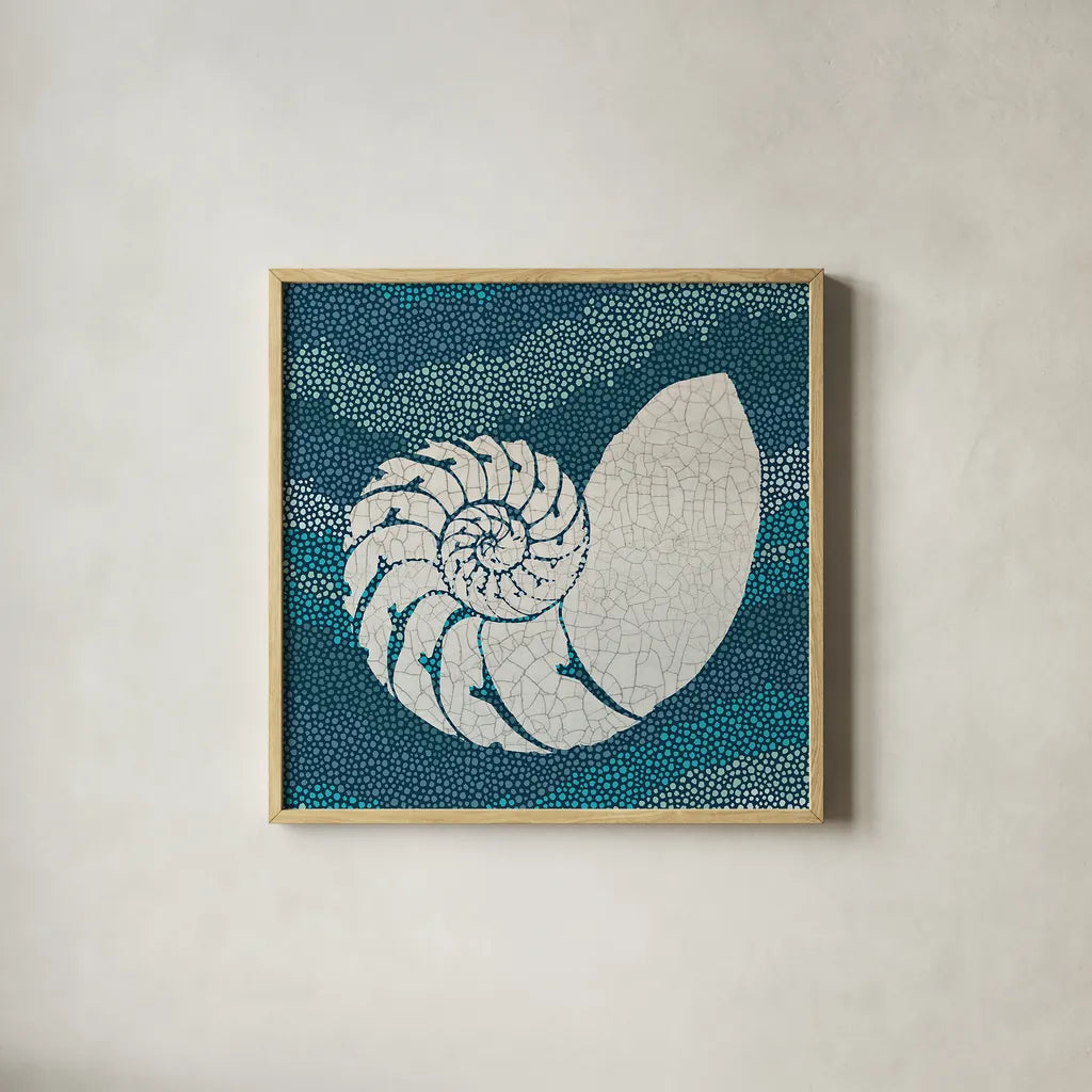 Sea Glass III by Wild Apple Portfolio. Shown in a natural wood glass frame for a timeless modern aesthetic. Available as an archival giclee rolled canvas, fine art paper, or poster print. SKU 15758a.
