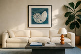 Sea Glass III by Wild Apple Portfolio. Displayed in a glass frame with matte in a clean modern living room. Available as an archival giclee rolled canvas, fine art paper, or poster print. SKU 15758a.