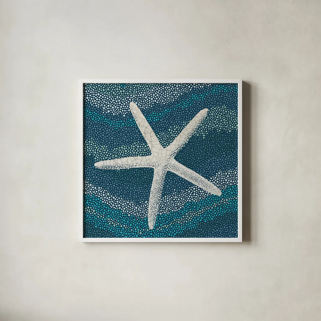 Sea Glass IV by Wild Apple Portfolio. Shown in a crisp white glass frame for a clean and minimalist style. Available as an archival giclee rolled canvas, fine art paper, or poster print. SKU 15759a.