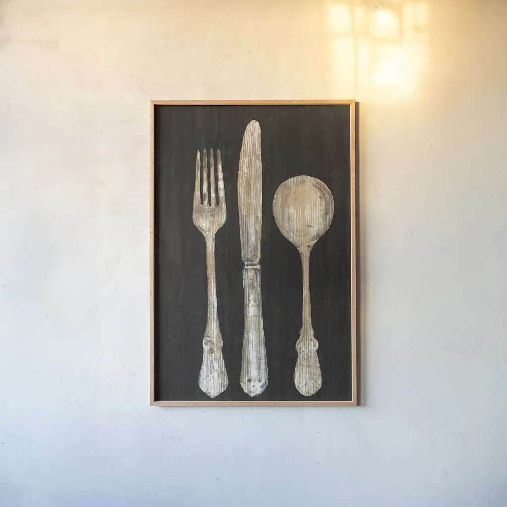 Setting the Table I by Wild Apple Portfolio. shown as a paper print in a natural frame. Available as a archival giclee rolled canvas, fine art paper, or poster print. SKU 77437h.