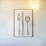 Setting the Table I by Wild Apple Portfolio. shown as a paper print in a natural frame. Available as a archival giclee rolled canvas, fine art paper, or poster print. SKU 80753h.