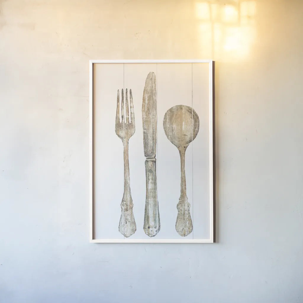 Setting the Table I by Wild Apple Portfolio. shown as a paper print in a white frame. Available as a archival giclee rolled canvas, fine art paper, or poster print. SKU 80753h.