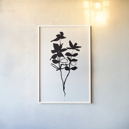 Silhouette Floral I by Wild Apple Portfolio. shown as a paper print in a white frame. Available as a archival giclee rolled canvas, fine art paper, or poster print. SKU 71331h.
