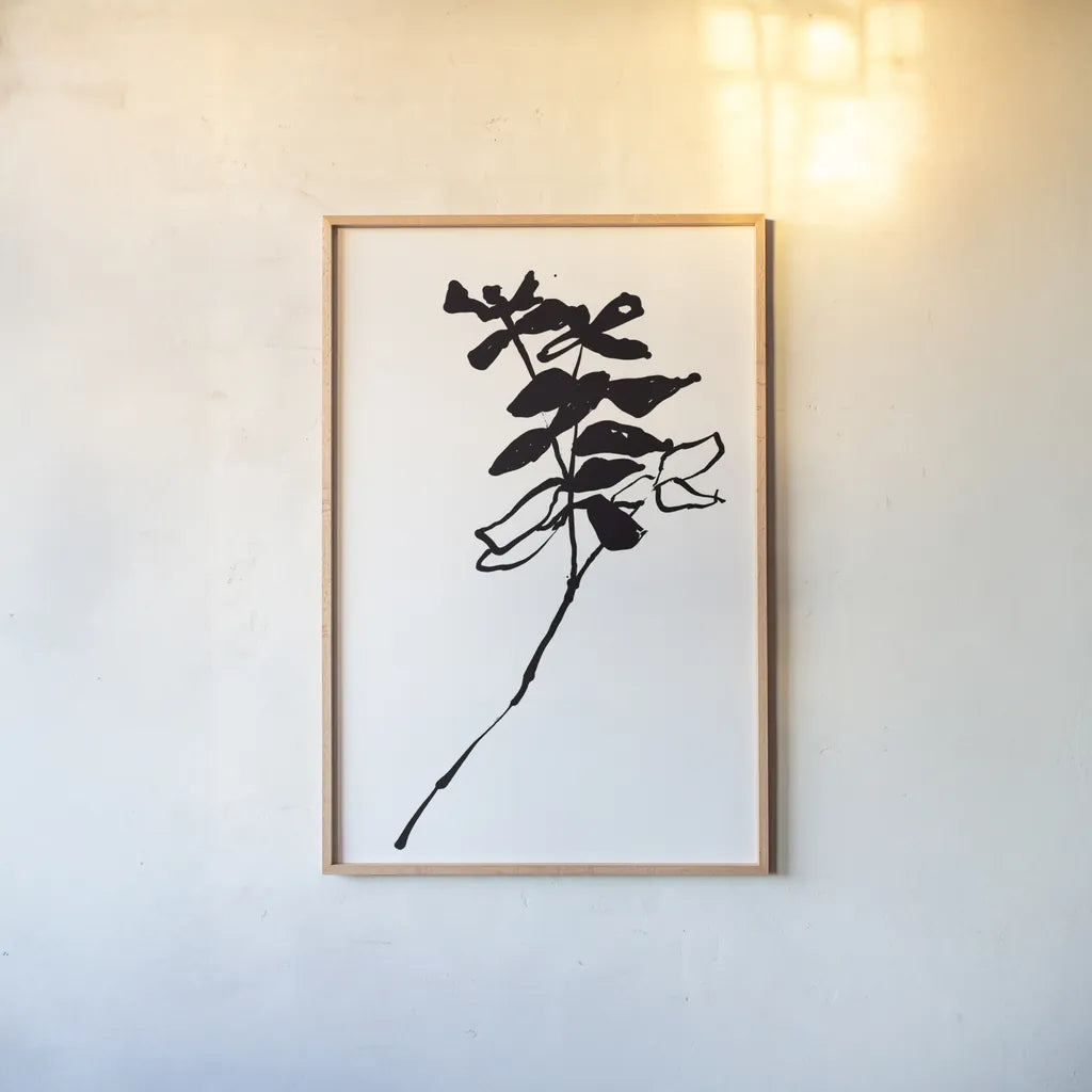 Silhouette Floral II by Wild Apple Portfolio. shown as a paper print in a natural frame. Available as a archival giclee rolled canvas, fine art paper, or poster print. SKU 71332h.