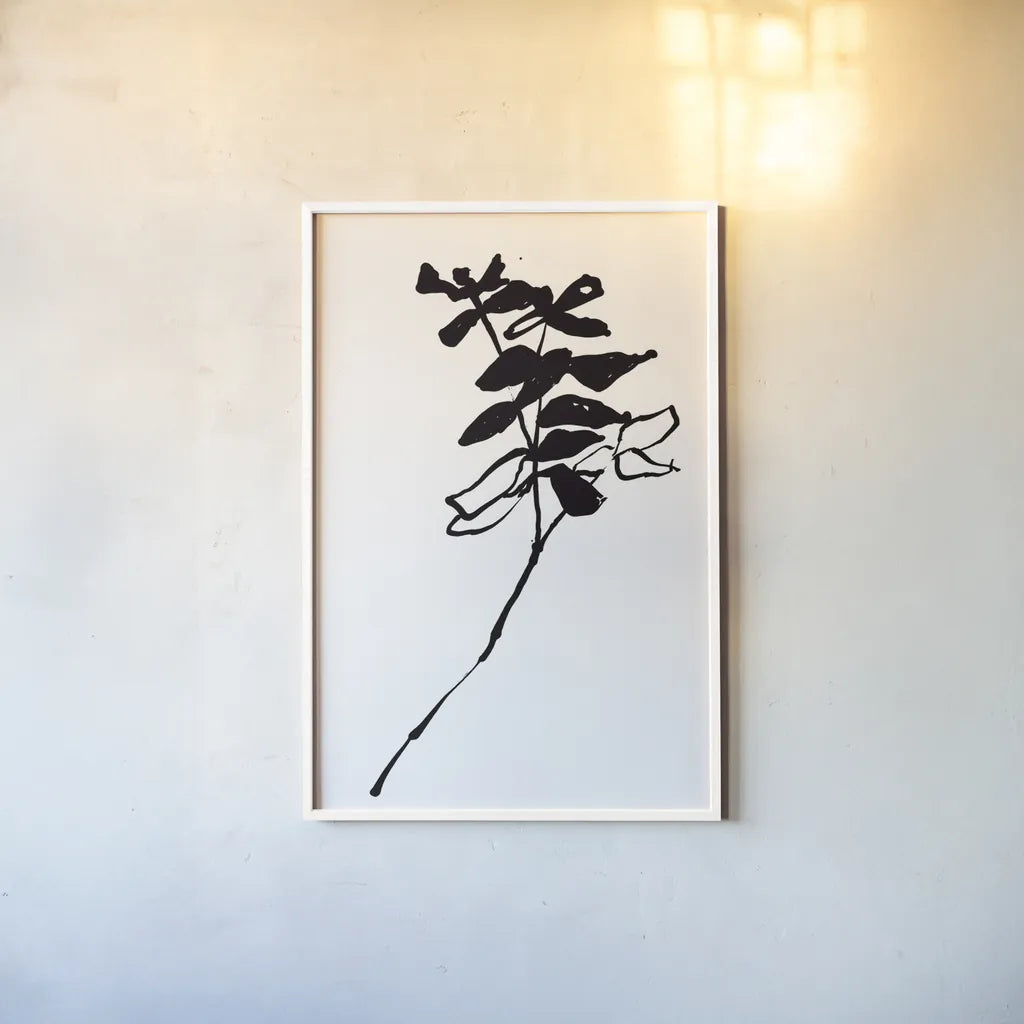 Silhouette Floral II by Wild Apple Portfolio. shown as a paper print in a white frame. Available as a archival giclee rolled canvas, fine art paper, or poster print. SKU 71332h.