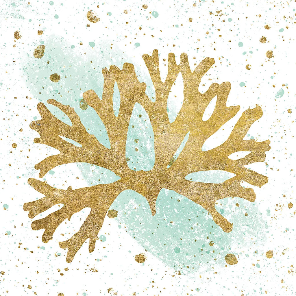 Silver Sea Life Aqua Coral by Wild Apple Portfolio. SKU 29849a. Archival Giclee Fine art print for wall decor.