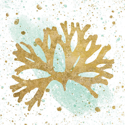 Silver Sea Life Aqua Coral by Wild Apple Portfolio. SKU 29849a. Archival Giclee Fine art print for wall decor.