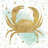 Silver Sea Life Aqua Crab by Wild Apple Portfolio. SKU 29847a. Archival Giclee Fine art print for wall decor.