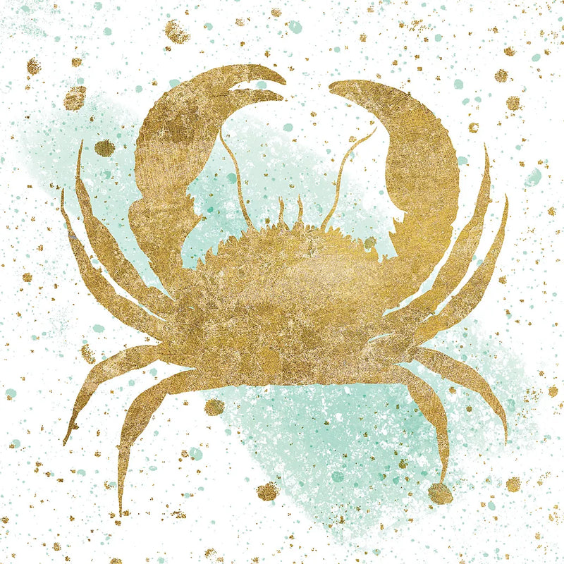 Silver Sea Life Aqua Crab by Wild Apple Portfolio. SKU 29847a. Archival Giclee Fine art print for wall decor.