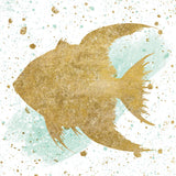 Silver Sea Life Aqua Fish by Wild Apple Portfolio. SKU 29848a. Archival Giclee Fine art print for wall decor.