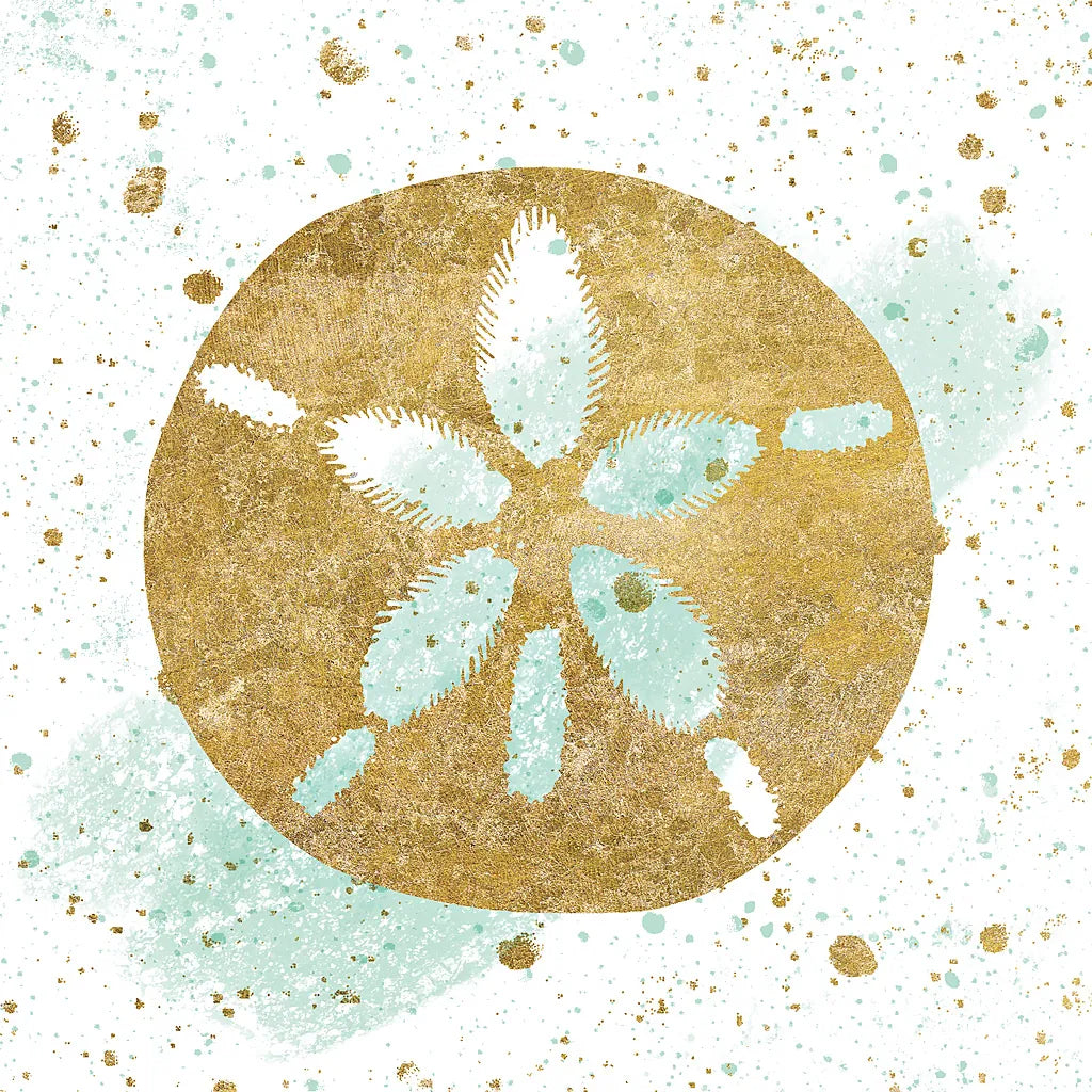 Silver Sea Life Aqua Sanddollar by Wild Apple Portfolio. SKU 29850a. Archival Giclee Fine art print for wall decor.