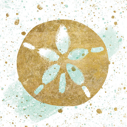 Silver Sea Life Aqua Sanddollar by Wild Apple Portfolio. SKU 29850a. Archival Giclee Fine art print for wall decor.