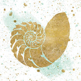 Silver Sea Life Aqua Shell by Wild Apple Portfolio. SKU 29852a. Archival Giclee Fine art print for wall decor.