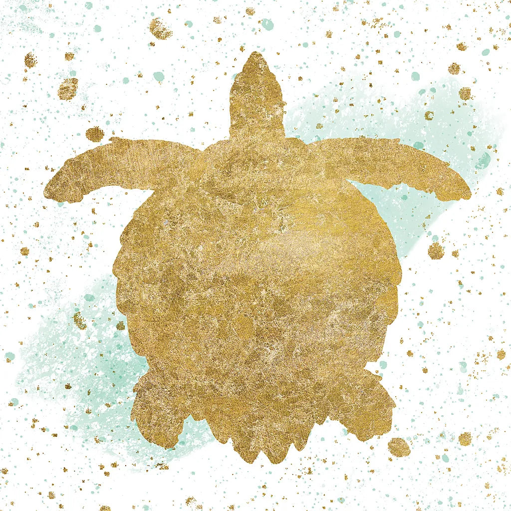 Silver Sea Life Aqua Turtle by Wild Apple Portfolio. SKU 29846a. Archival Giclee Fine art print for wall decor.