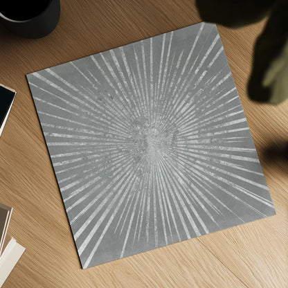 Silver Sunburst I by Wild Apple Portfolio. Shown as a detailed flat fine art print, highlighting archival giclee quality. Available as an archival giclee rolled canvas, fine art paper, or poster print. SKU 73126a.