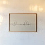 Sketch of the Harbor I by Wild Apple Portfolio. shown as a paper print in a natural frame. Available as a archival giclee rolled canvas, fine art paper, or poster print. SKU 95811i.
